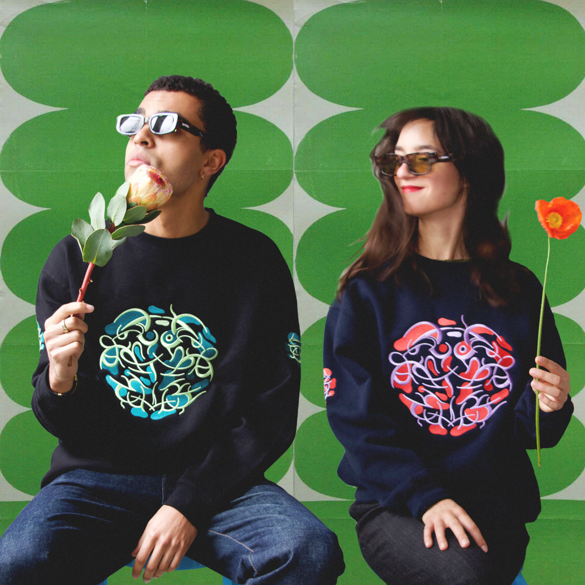 Strawberry 'Coral' Embroidered Crewneck